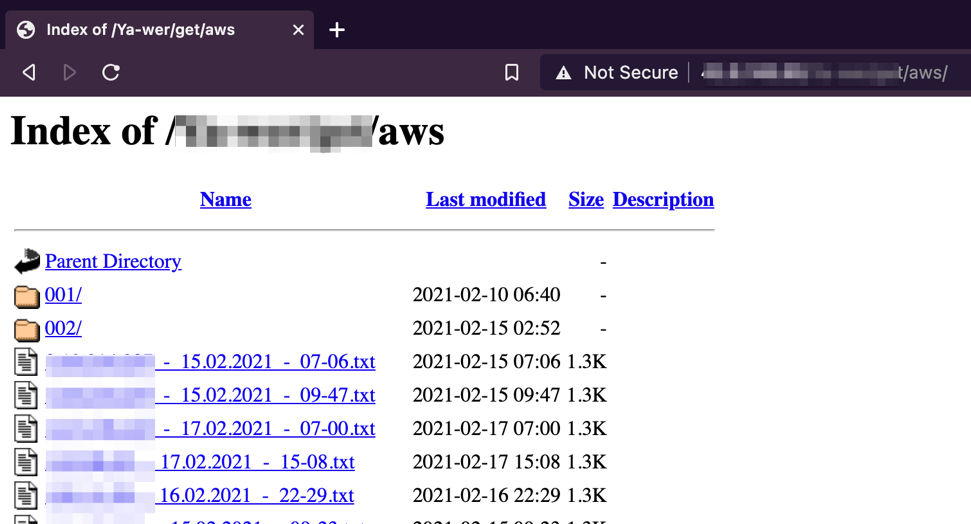 Figure 3. Open directory with malware, stolen credentials and statistics