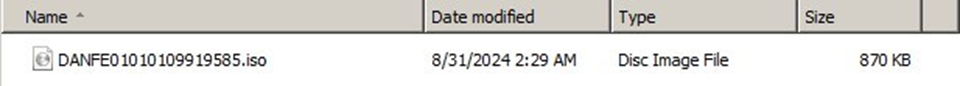 Figure 14. The downloaded malicious ISO file