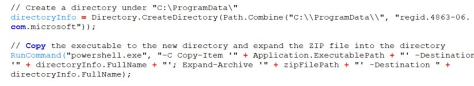 Figure 19. The creation of the directory where the zip file will be copied