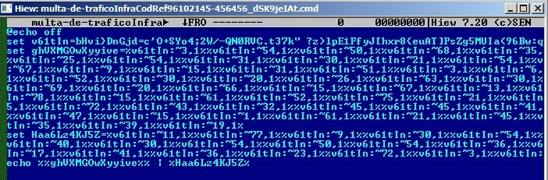 Figure 7. The Mekotio obfuscated batch file