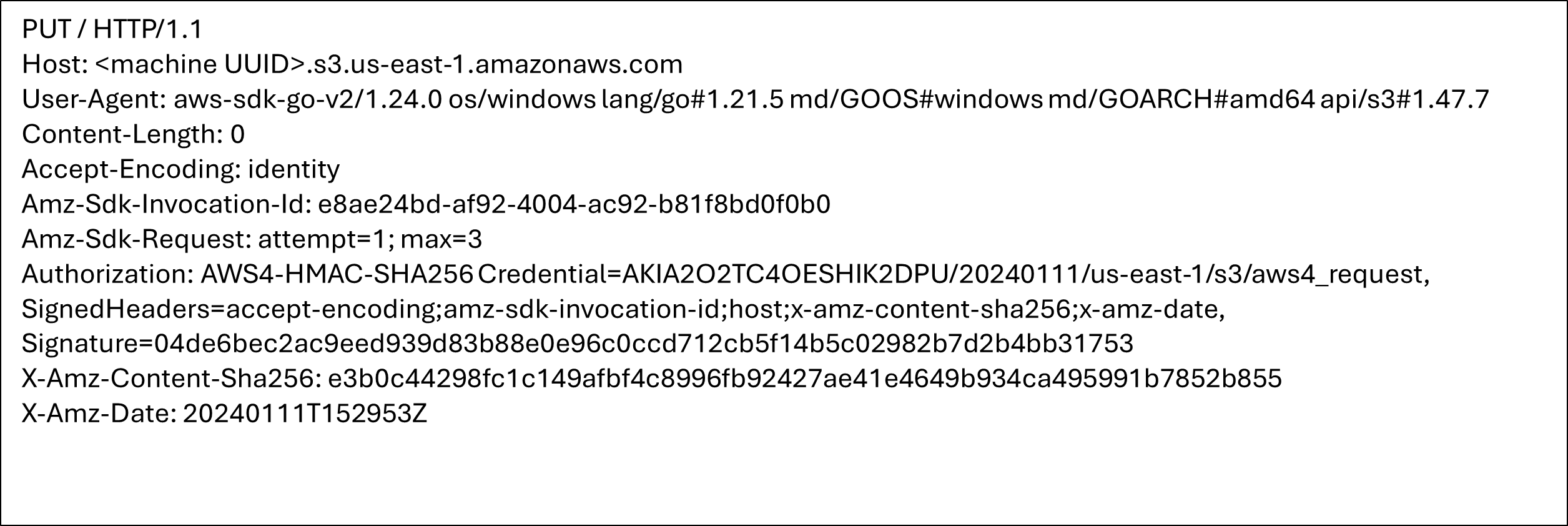 根據主機 UUID 建立 Amazon S3 儲存貯體。