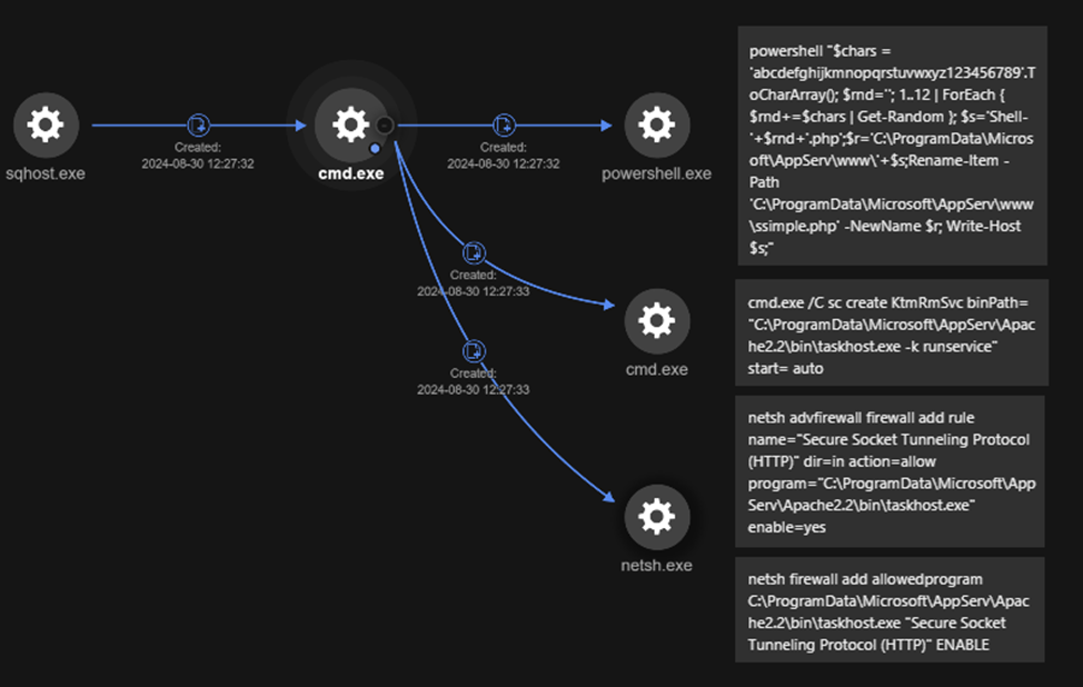 Sqhost.exe activity detected by Vision One execution profile