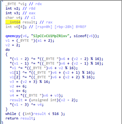 Decryption algorithm for the received content