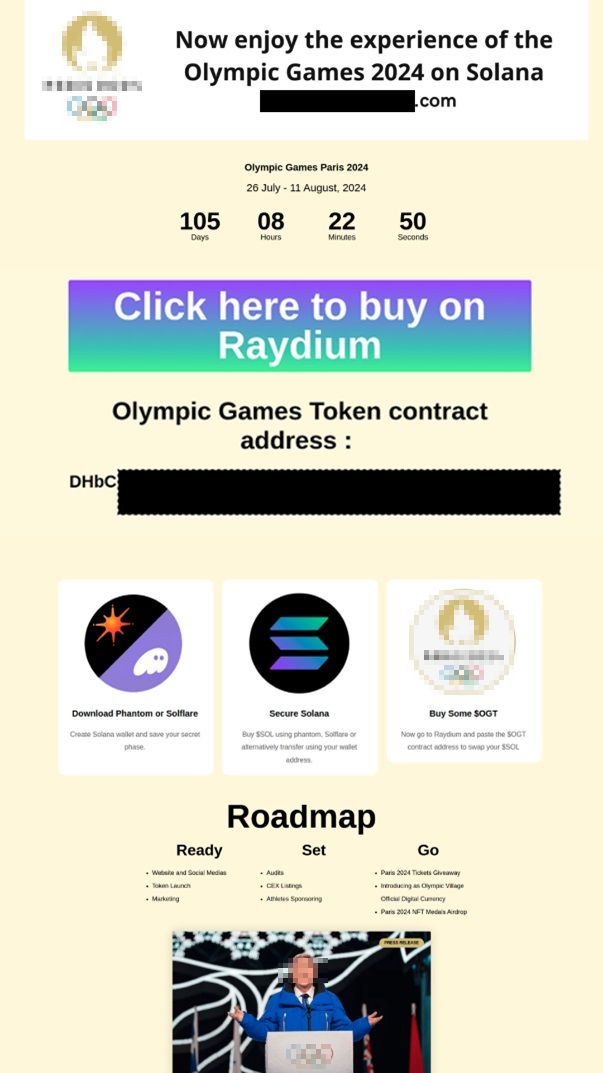 図1：「オリンピックゲームトークン」と称する偽のICOウェブサイト