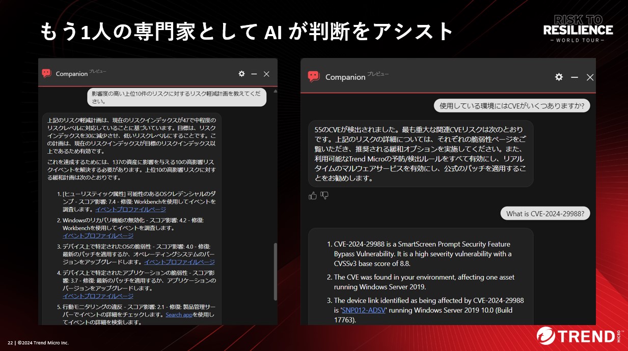 AIアシスタント「Trend Companion」による支援の例