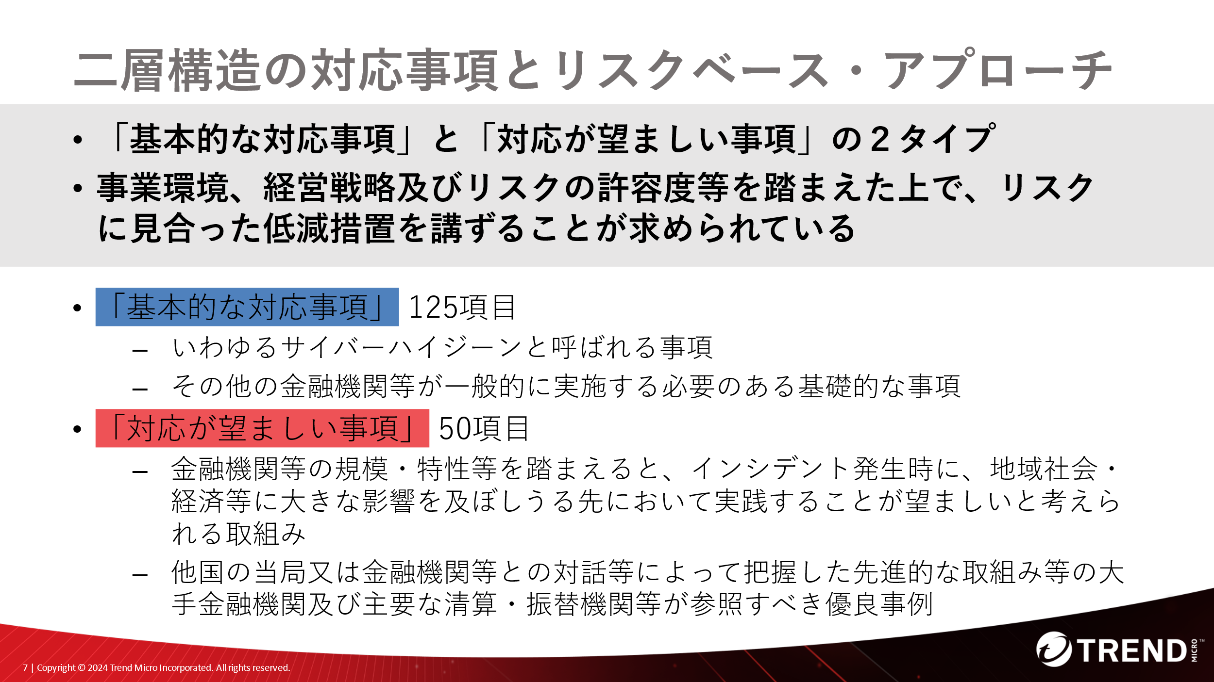 図：二層構造の対応事項とリスクベース・アプローチ