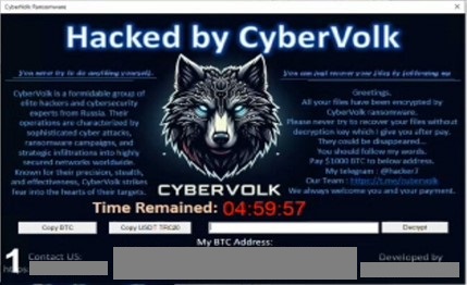 図：CyberVolk Ransomwareが実行された後に表示される画面